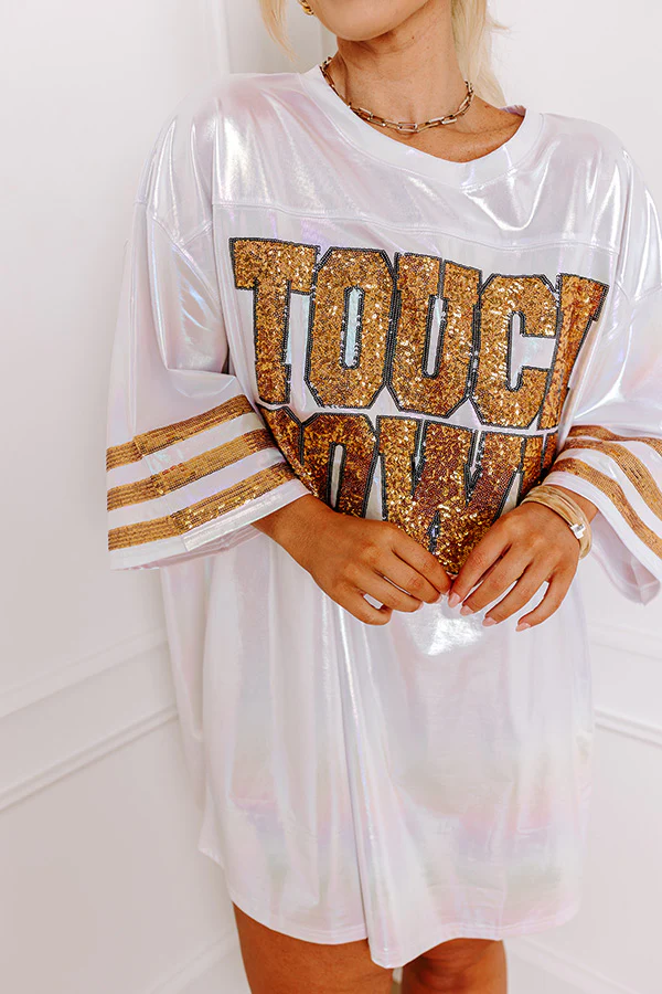 It's A Touch Down Faux Leather Mini Dress in White Iridescent Curves - Image 7