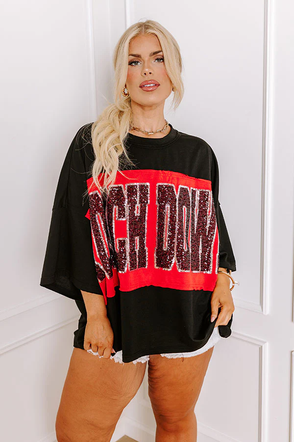 It's a Touch Down Sequin Oversized Tee in Black Curves - Image 6