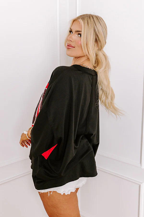 It's a Touch Down Sequin Oversized Tee in Black Curves - Image 7