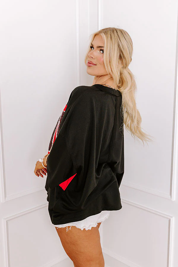 It's a Touch Down Sequin Oversized Tee in Black Curves - Image 8