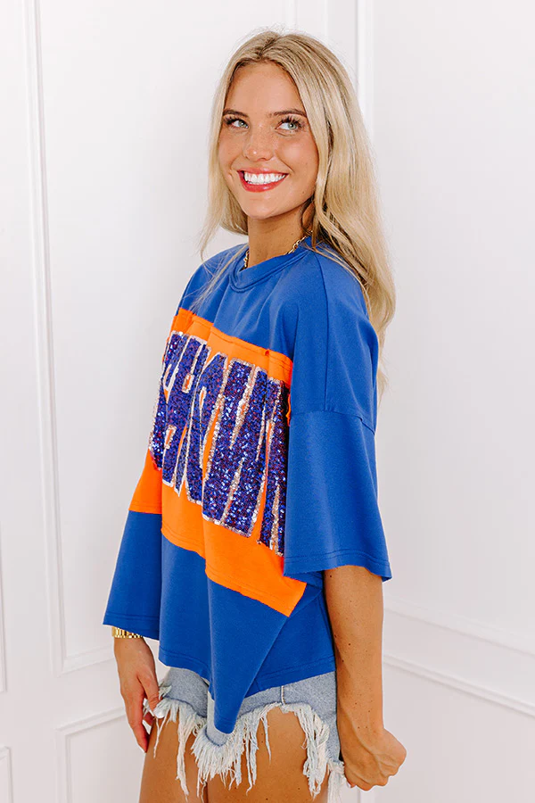 It's a Touch Down Sequin Oversized Tee in Blue - Image 5
