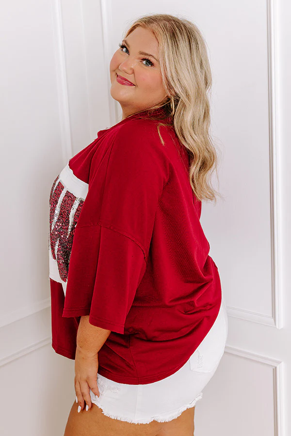 It's a Touch Down Sequin Oversized Tee in Red Curves - Image 5