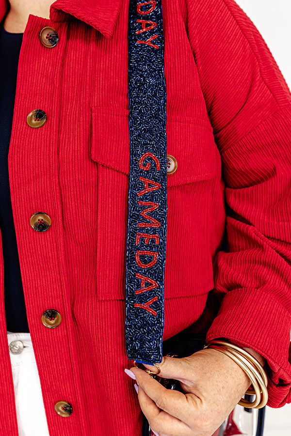 It's Gameday Beaded Bag Strap in Red/Navy - Image 2