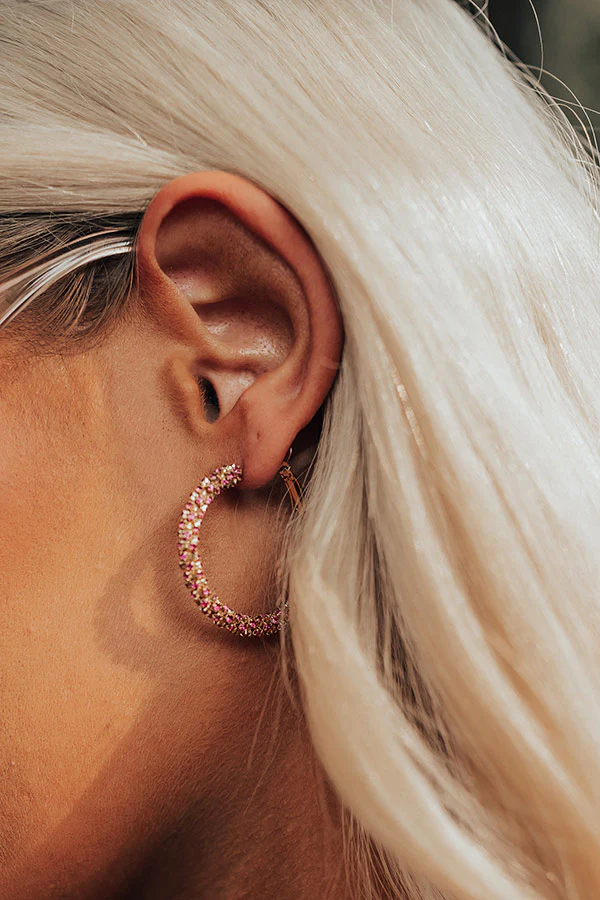 It's Giving Glamourous Hoop Earrings In Rose - Image 3