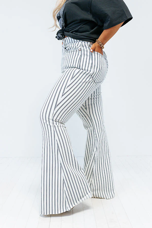Judy Blue The Jamie High Waist Stripe Flare In White - Image 4