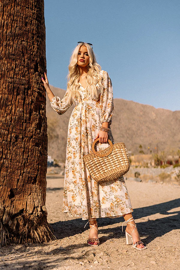 Just In Time Floral Cut Out Midi In Cream - Image 5