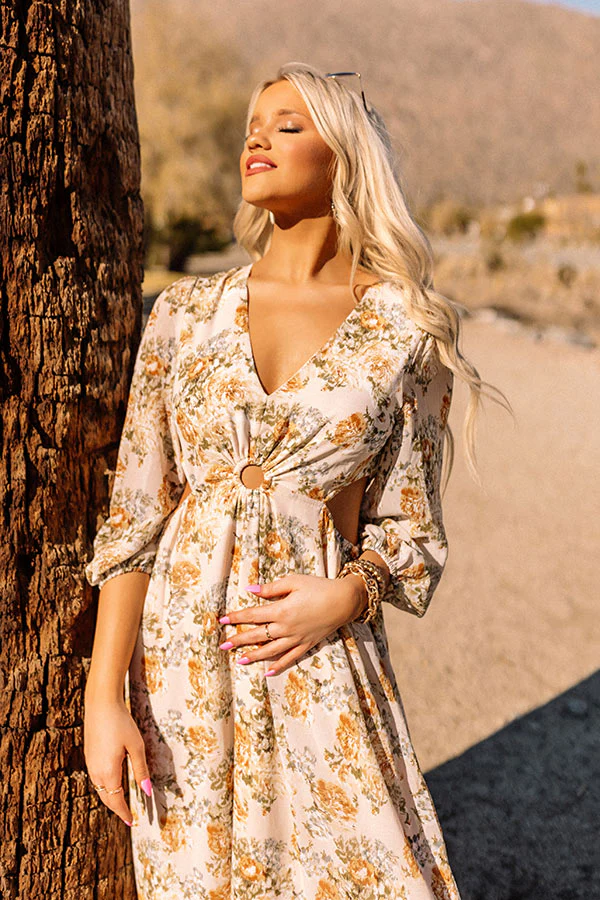 Just In Time Floral Cut Out Midi In Cream - Image 7