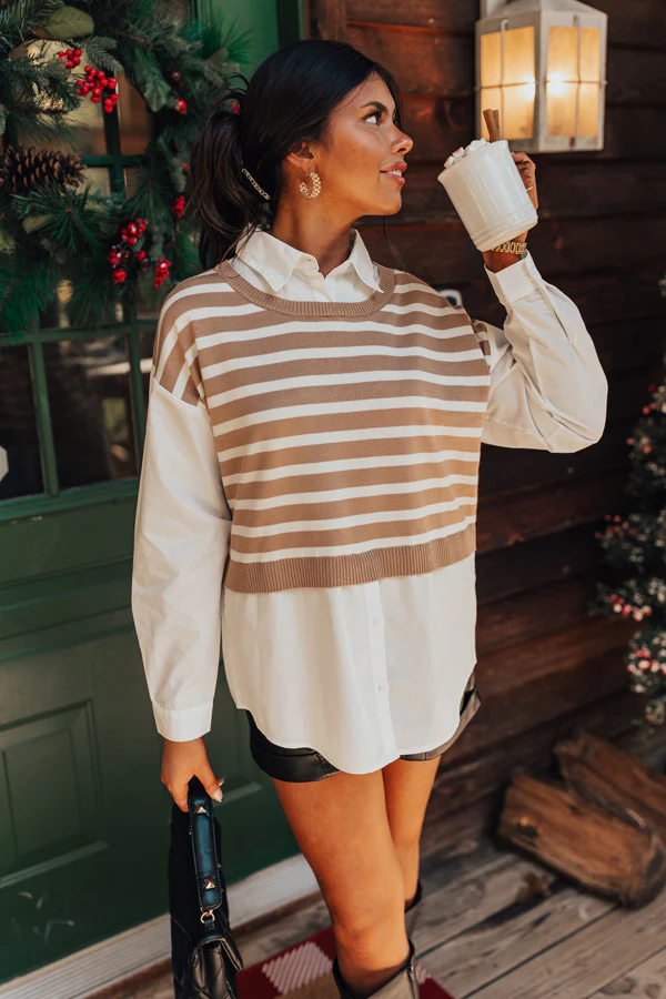 Kaleidoscope Ways Sweater Top In Iced Latte - Image 6
