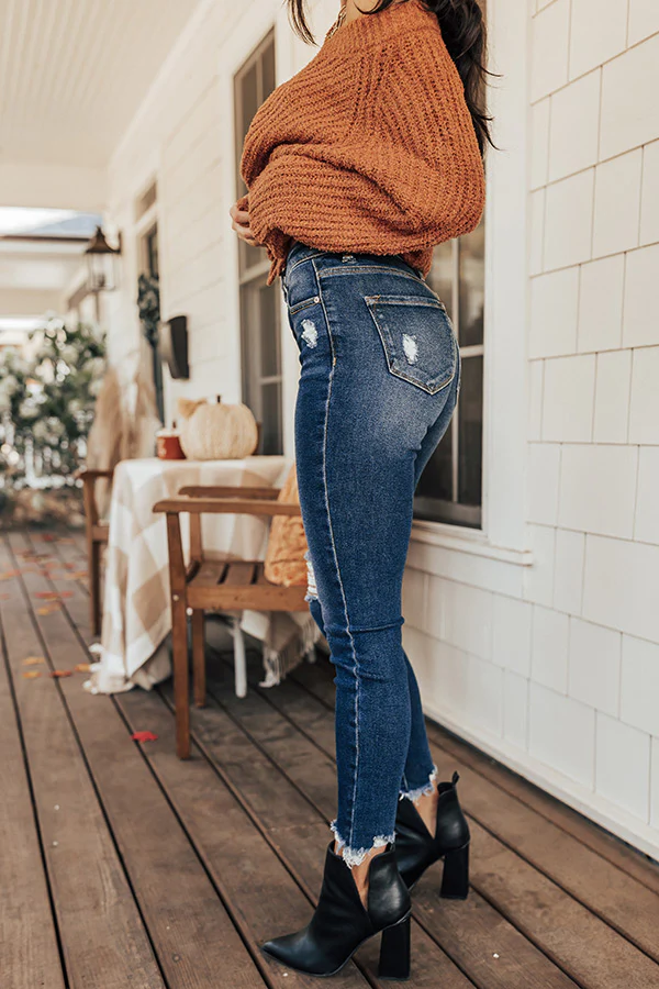 KanCan The Ella High Waist Distressed Ankle Skinny in Dark Wash - Image 3