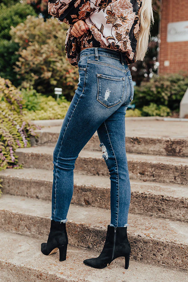 KanCan The Ella High Waist Distressed Ankle Skinny in Dark Wash - Image 8
