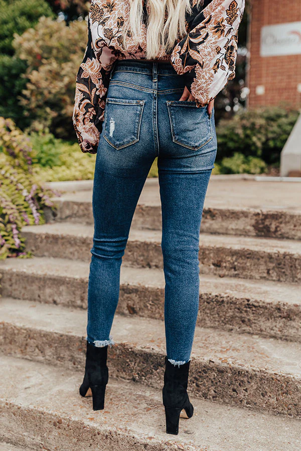 KanCan The Ella High Waist Distressed Ankle Skinny in Dark Wash - Image 9