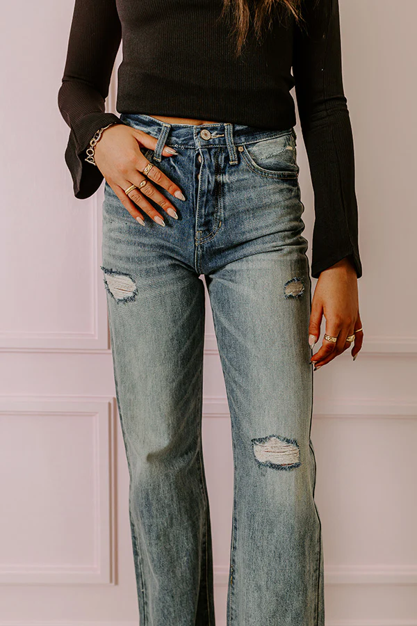 KanCan The Westman High Waist Distressed Flare in Medium Wash - Image 2