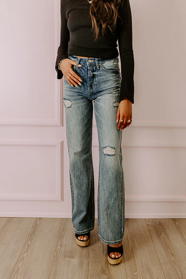 KanCan The Westman High Waist Distressed Flare in Medium Wash - Image 9