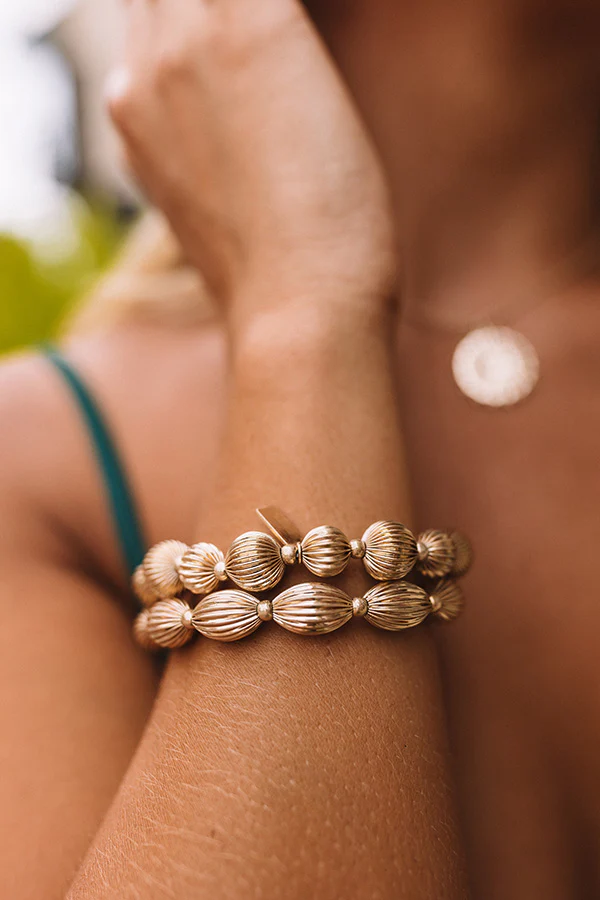 Katherine Ribbed Metal Stretch Bracelet Set - Image 3