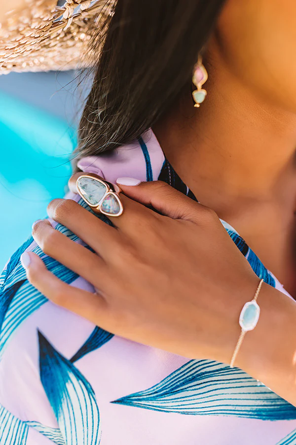 Kendra Scott Margot Gold Cocktail Ring in Sea Green Mix