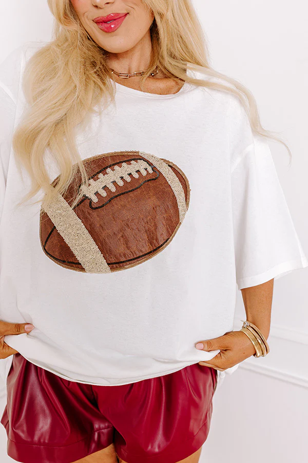 Kickoff Cutie Embroidered Oversized Tee in White Curves - Image 5
