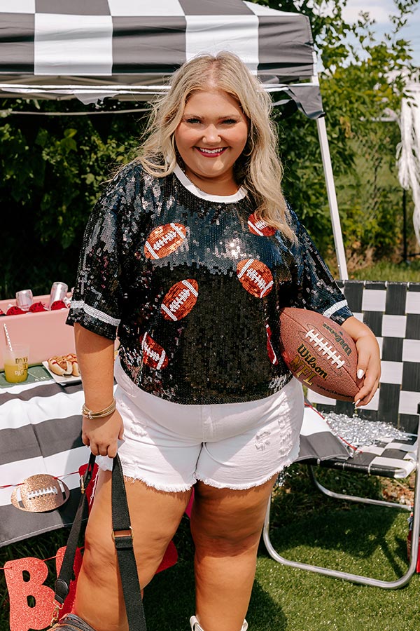 Kickoff Season Sequin Top in Black Curves - Image 2