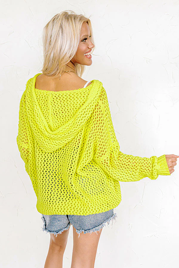 LA Influencer Knit Hoodie In Yellow - Image 4