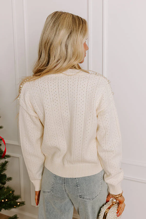 Late Night Gathering Embellished Cardigan In Ivory - Image 4