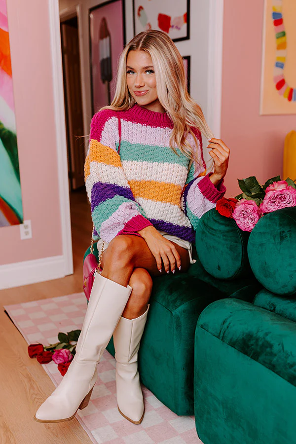 Latte Break Knit Sweater In Berry - Image 6