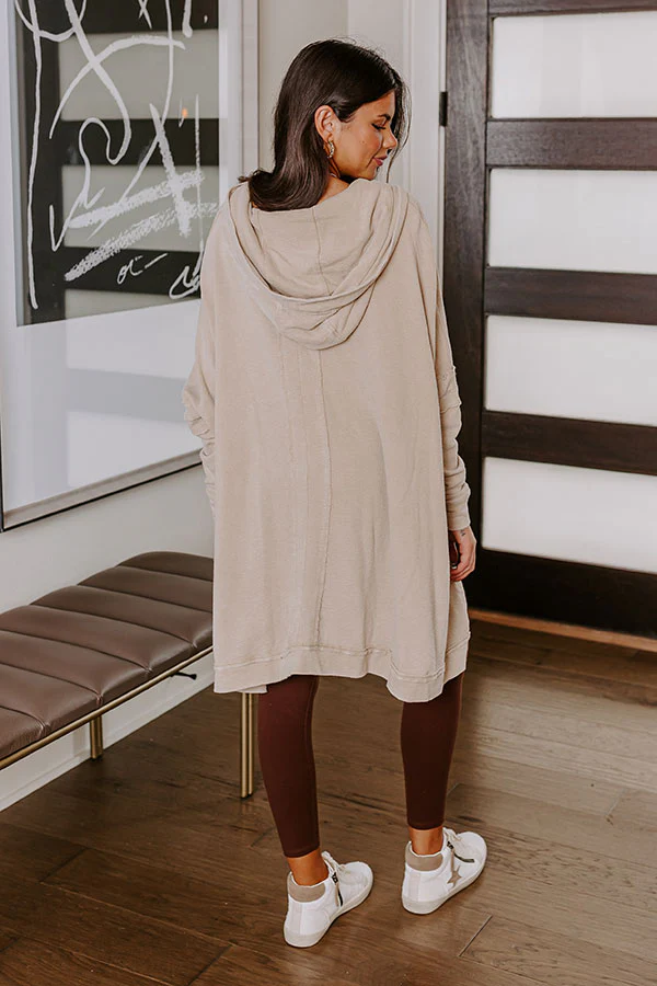 Latte Sipping Mineral Wash Oversized Hoodie in Beige - Image 4