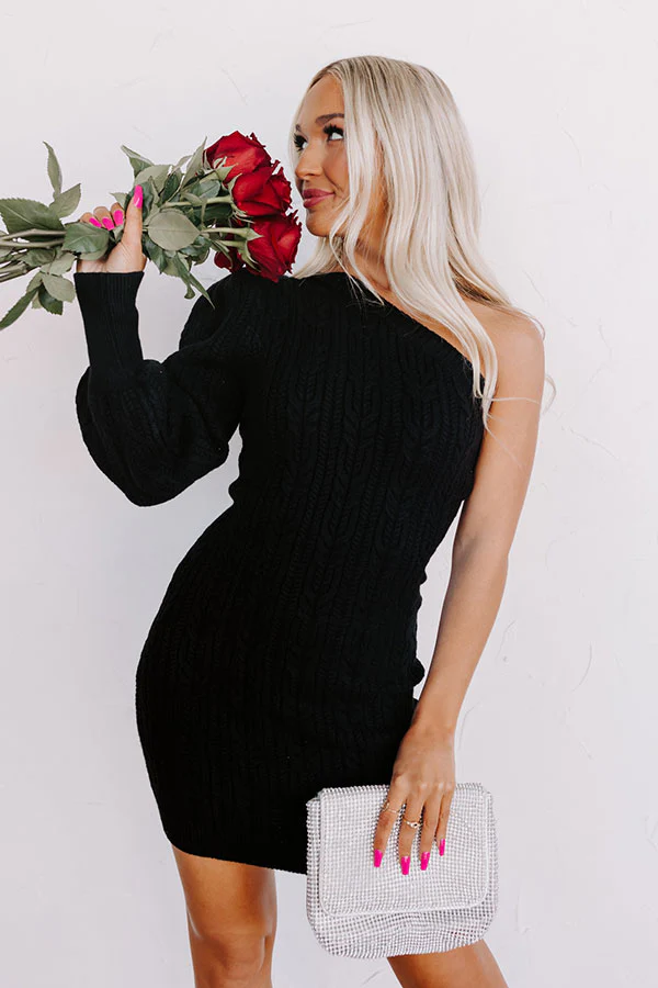 Lattes Are My Love Language Sweater Dress In Black - Image 2