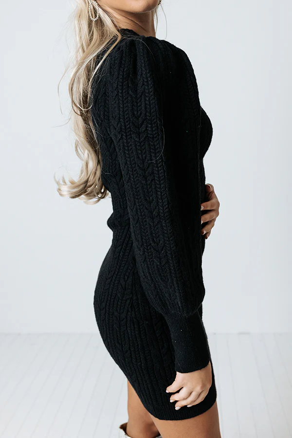 Lattes Are My Love Language Sweater Dress In Black - Image 6