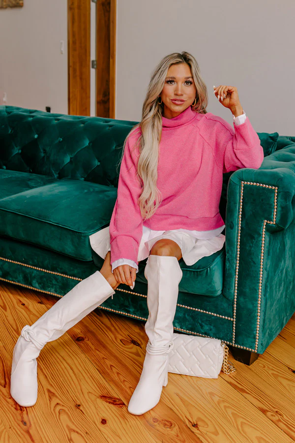 Leaf Lined Drive Sweater Top in Pink - Image 5
