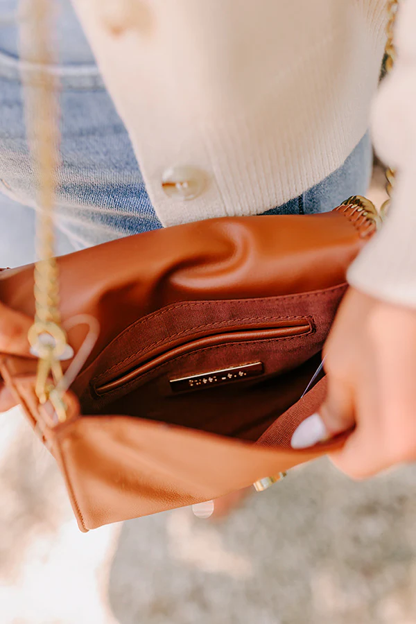 Leaving For London Faux Leather Crossbody in Brown - Image 3