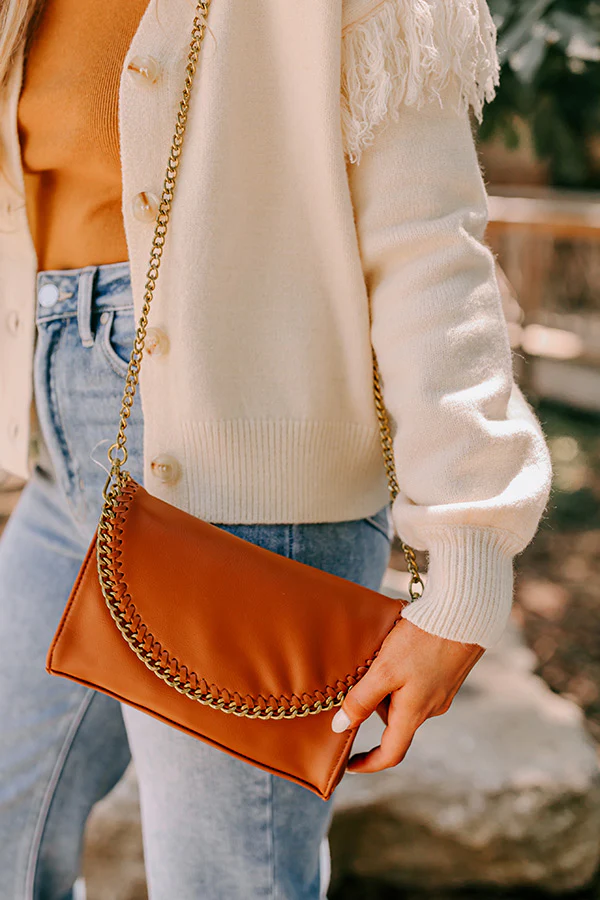 Leaving For London Faux Leather Crossbody in Brown - Image 4