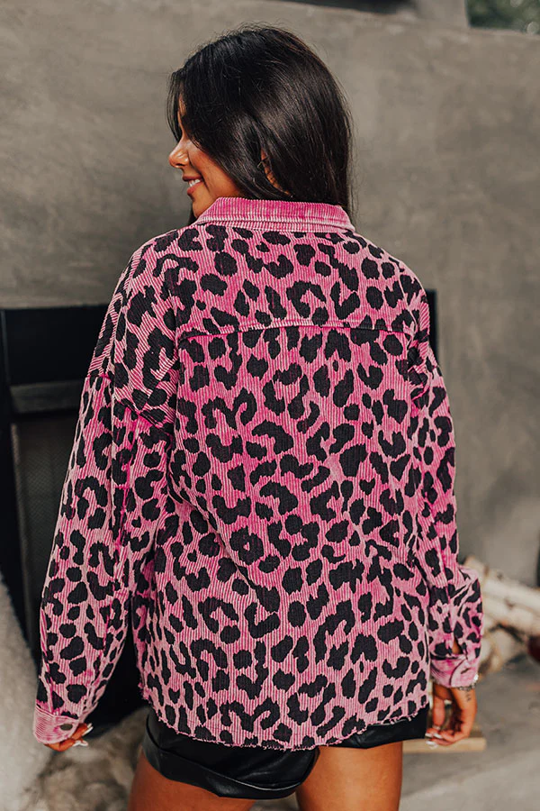 Leopard And Merlot Corduroy Jacket in Orchid - Image 6