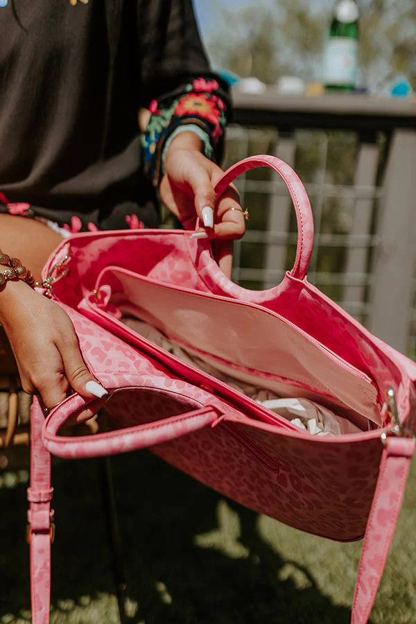 Leopard Chic Faux Leather Tote In Pink - Image 4