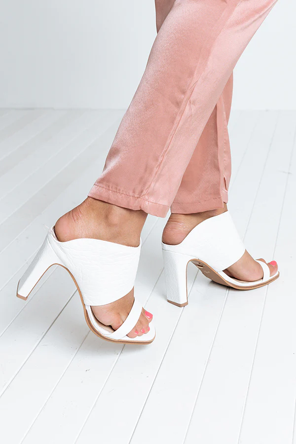Linx Leather Heel in White - Image 2