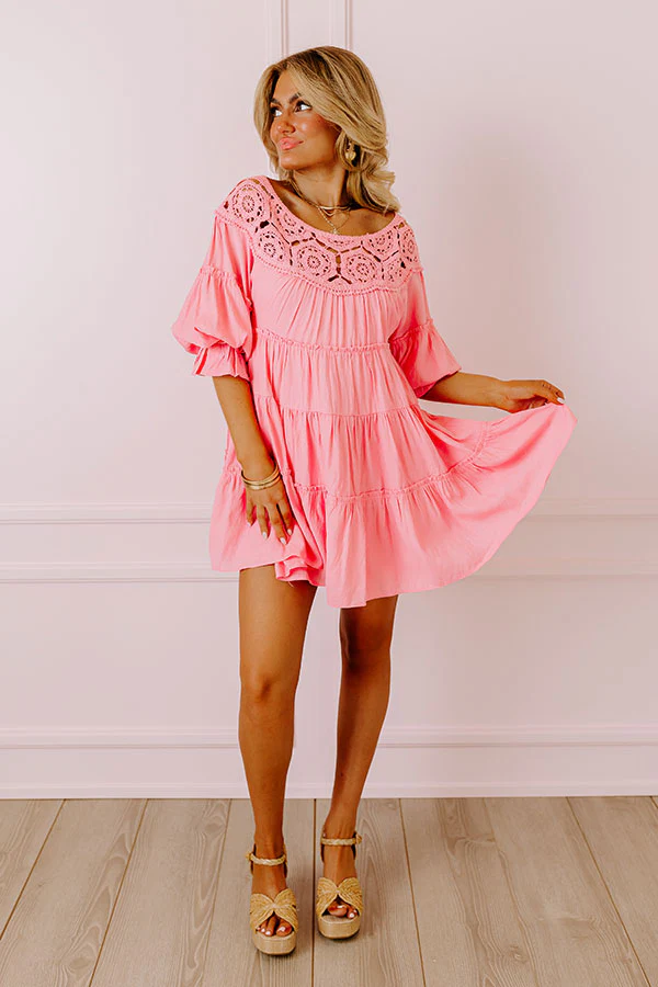 Little Coastal Town Tunic Dress in Pink - Image 6