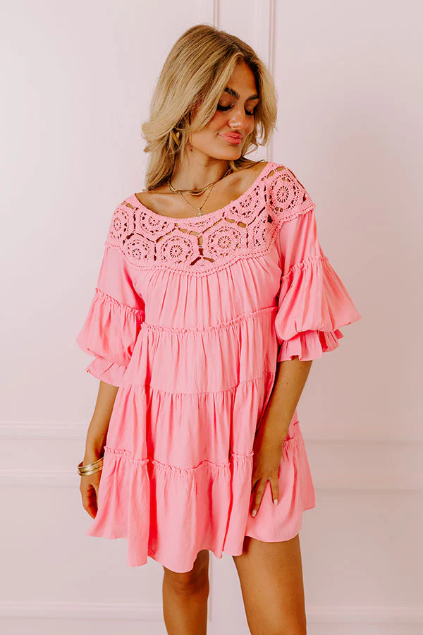 Little Coastal Town Tunic Dress in Pink - Image 7
