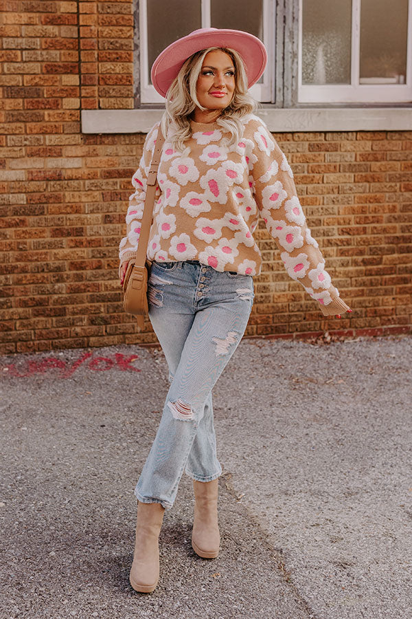 Living Floral Sweater in Iced Latte - Image 2