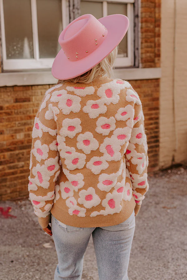 Living Floral Sweater in Iced Latte - Image 3