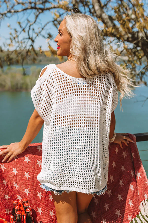 Living For Lake Life Knit Top In White - Image 4
