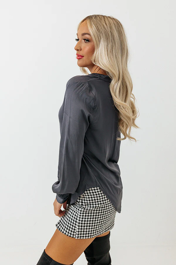 London Skyline Satin Top In Charcoal - Image 4