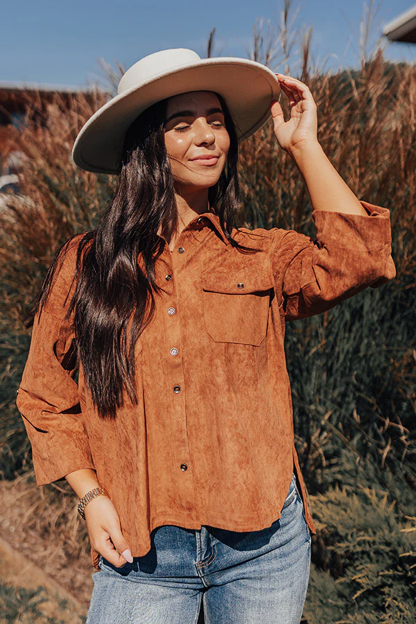 Long Way Home Faux Suede Button Up - Image 6