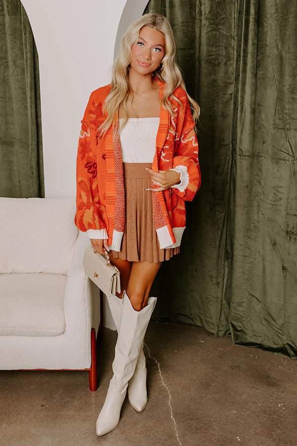 Lost In A Novel Knit Cardigan In Orange - Image 2