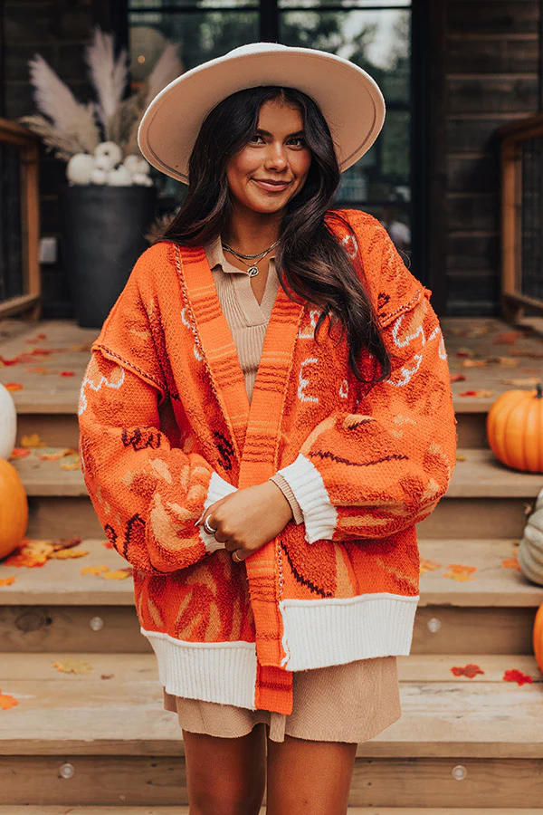 Lost In A Novel Knit Cardigan In Orange - Image 3