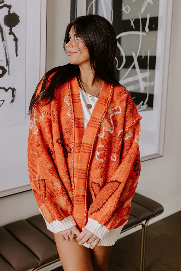 Lost In A Novel Knit Cardigan In Orange - Image 6