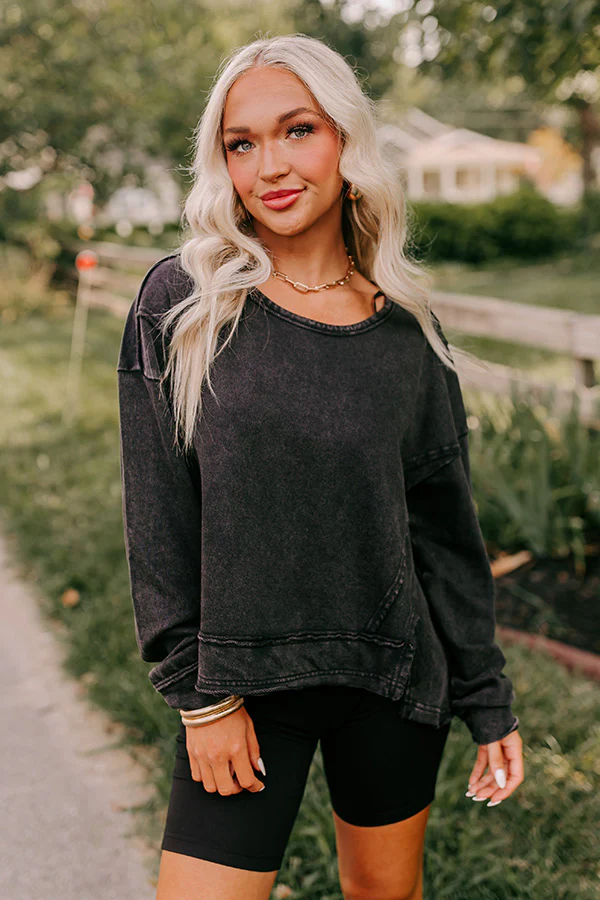 Lounging Around Mineral Wash Sweatshirt In Black - Image 3