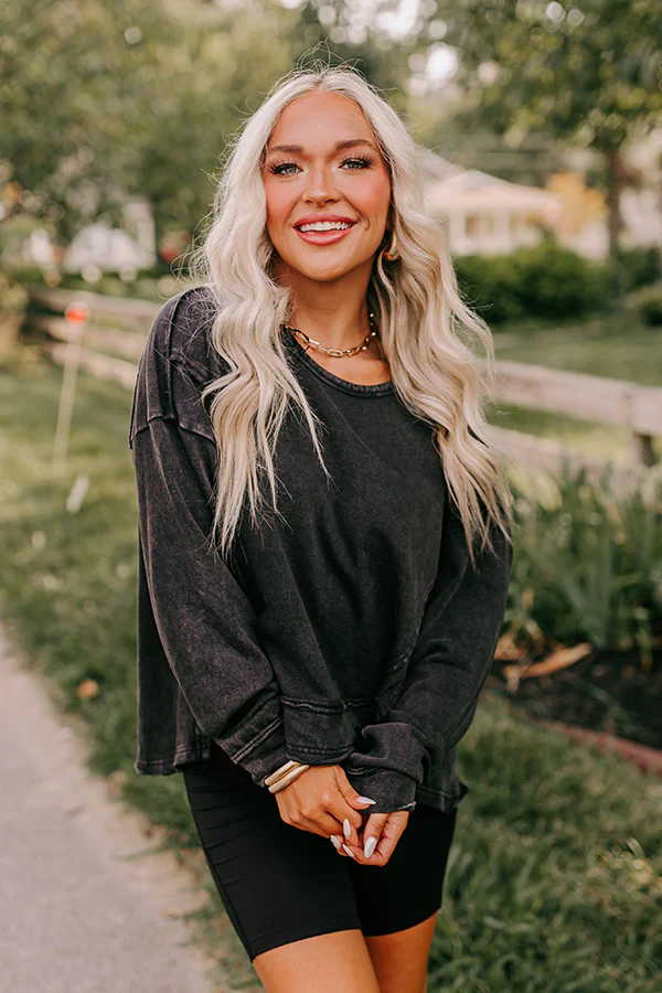 Lounging Around Mineral Wash Sweatshirt In Black - Image 4