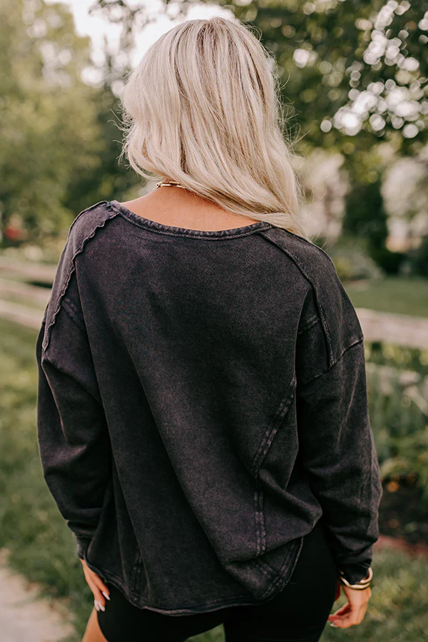 Lounging Around Mineral Wash Sweatshirt In Black - Image 6
