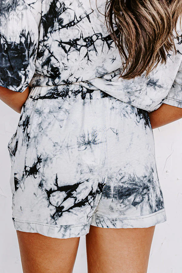 Lounging In Bliss Tie Dye Shorts in Grey - Image 3