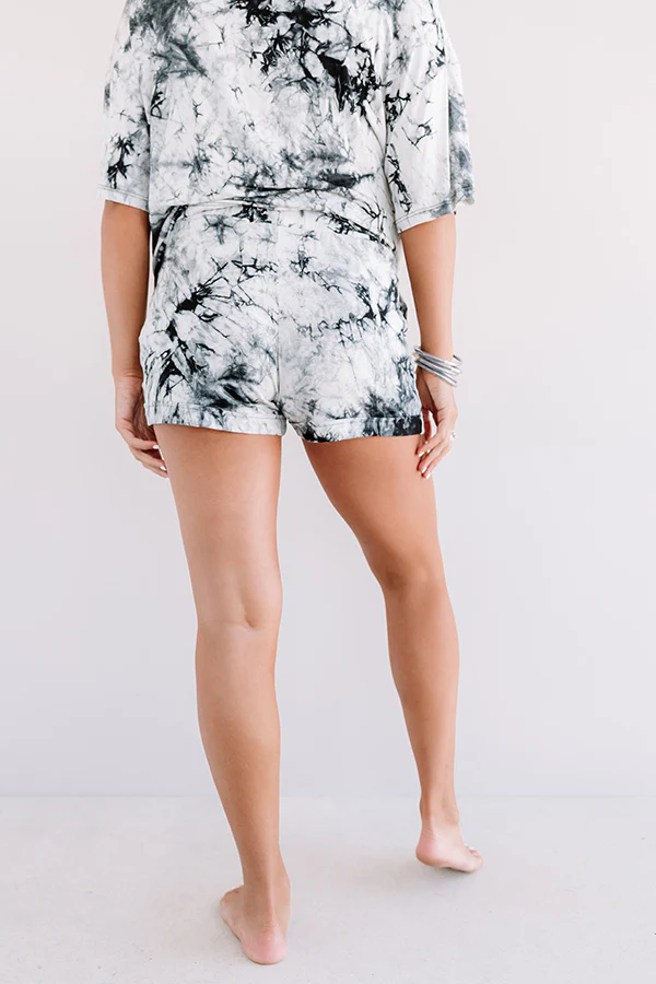 Lounging In Bliss Tie Dye Shorts in Grey - Image 7