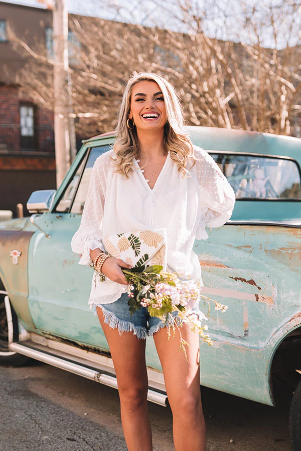 Lovely Lullaby Button Up Top In White