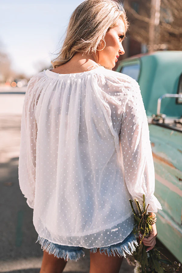 Lovely Lullaby Button Up Top In White - Image 6